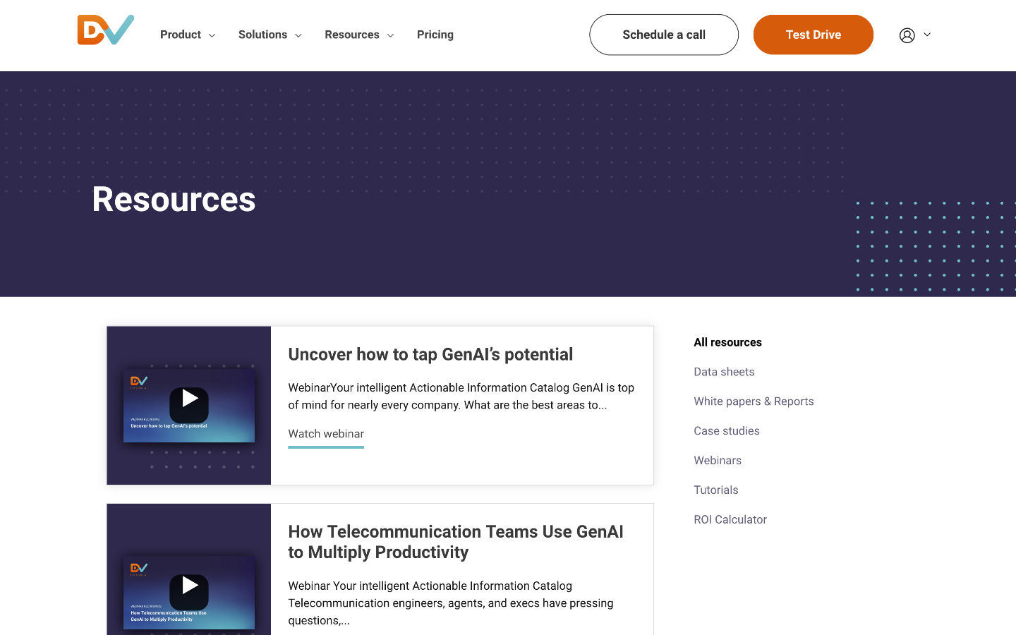 Resources page